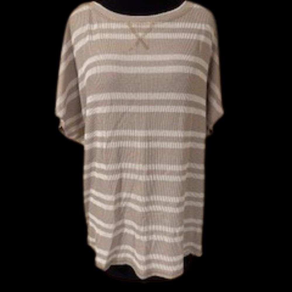 Easel Tan & White Stripe Shirt  4028  Small  NWT Boutique